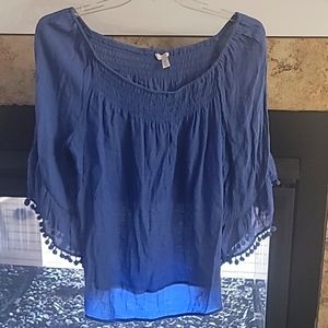 Blue off shoulder blouse